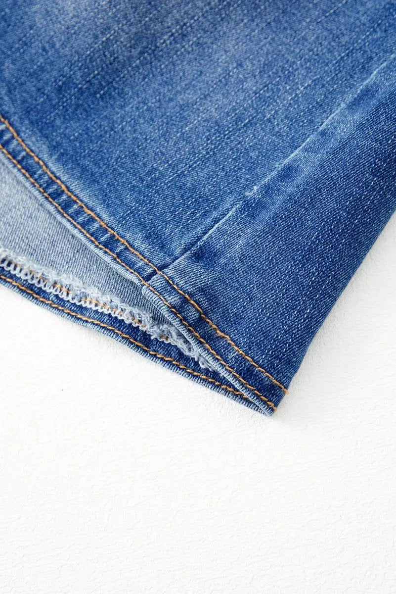 Ashleigh Blue Wrapped Crossed Waist Denim Mini Skirt Casual - Love Salve